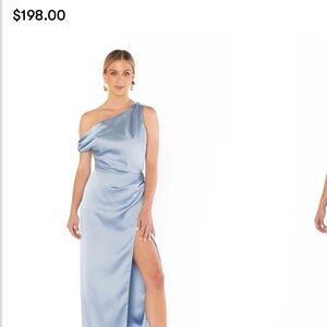 Show Me Your MuMu Jodie Steel Blue Satin Dress Like New Condition